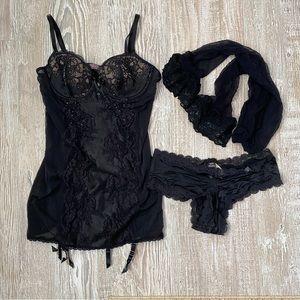 •Victoria’s Secret• Black Teddy, Tights, and Undies